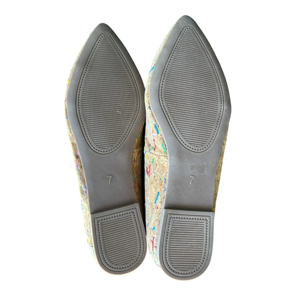 Serra Cork Flats Womens Size 7 Pointed Toe Multicolor Speckled Slip On Casual
